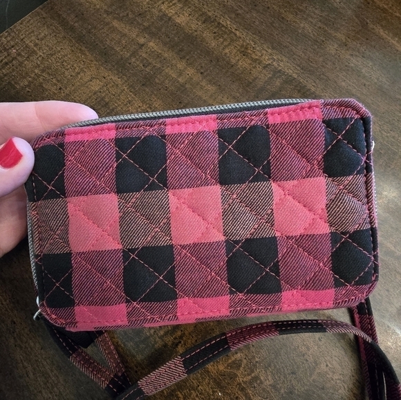 Vera Bradley Red & Black Tartan Plaid Cross Body Purse Bag Double Zip Closure - Picture 8 of 8